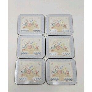 VINTAGE JASON NEW ZEALAND SIX COASTERS WITH BOX COUNTRY BASKET 1980S CORK BACK